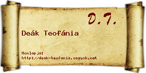 Deák Teofánia névjegykártya